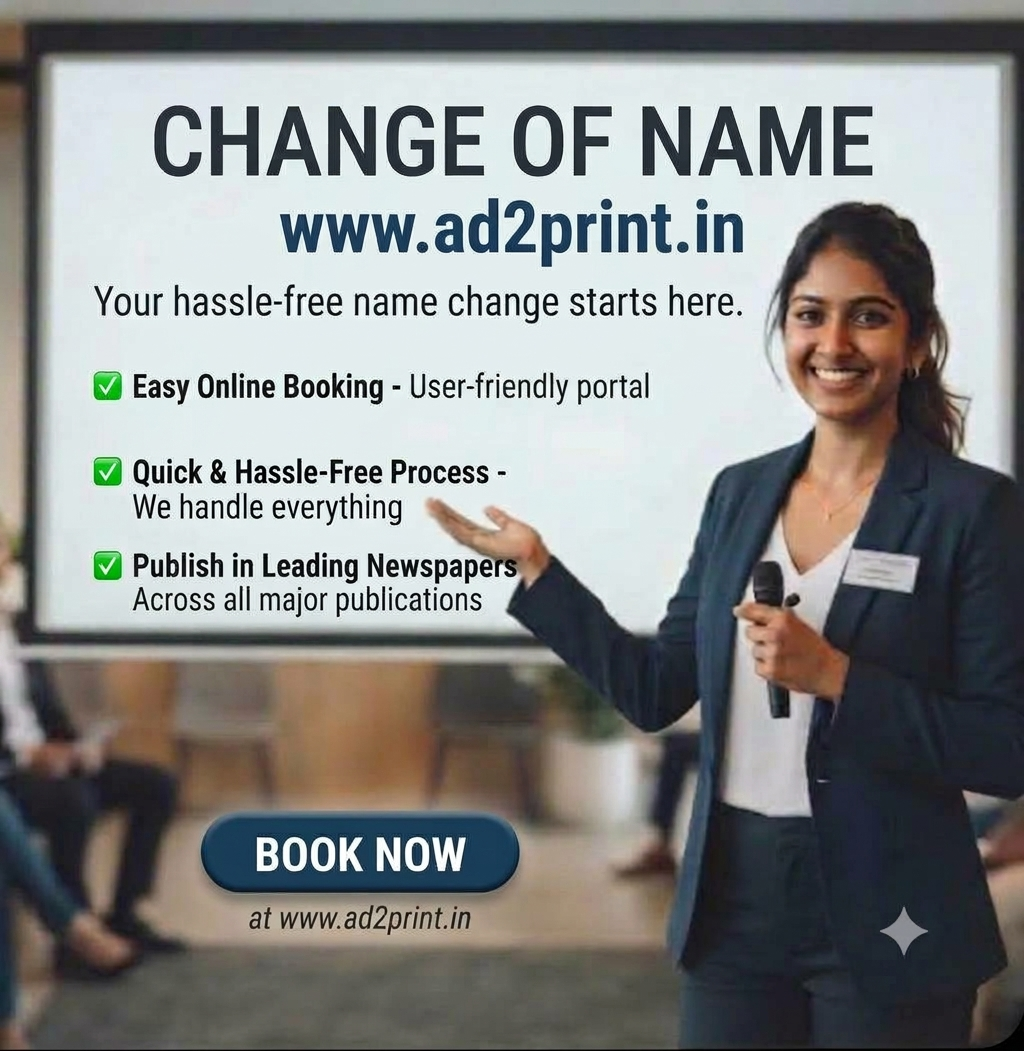 Change of Name - Your hassle-free name change starts here at www.ad2print.in